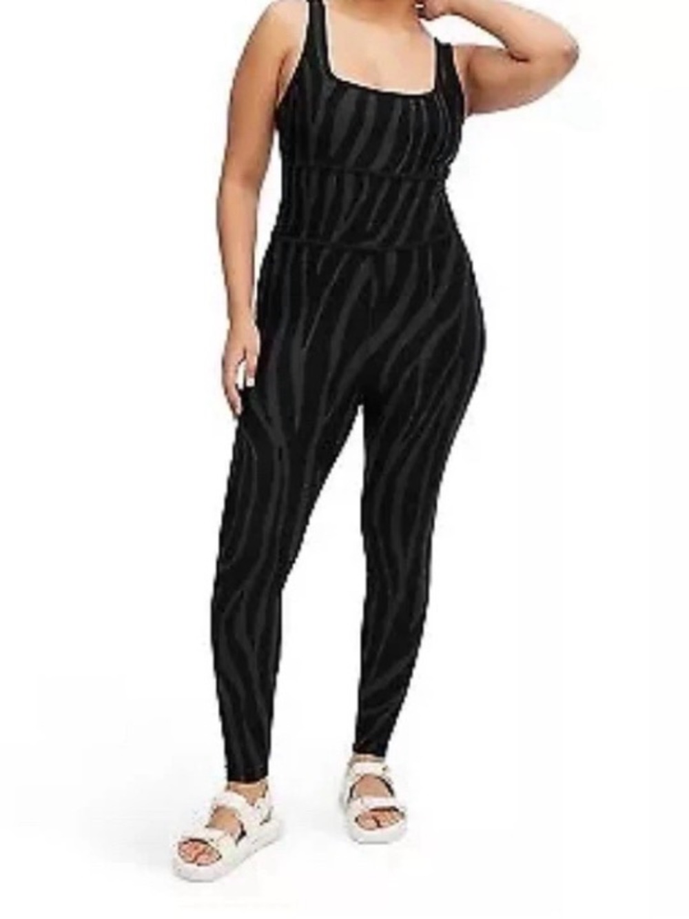 Diane Von Furstenberg Black Zebra-Print Jumpsuit
